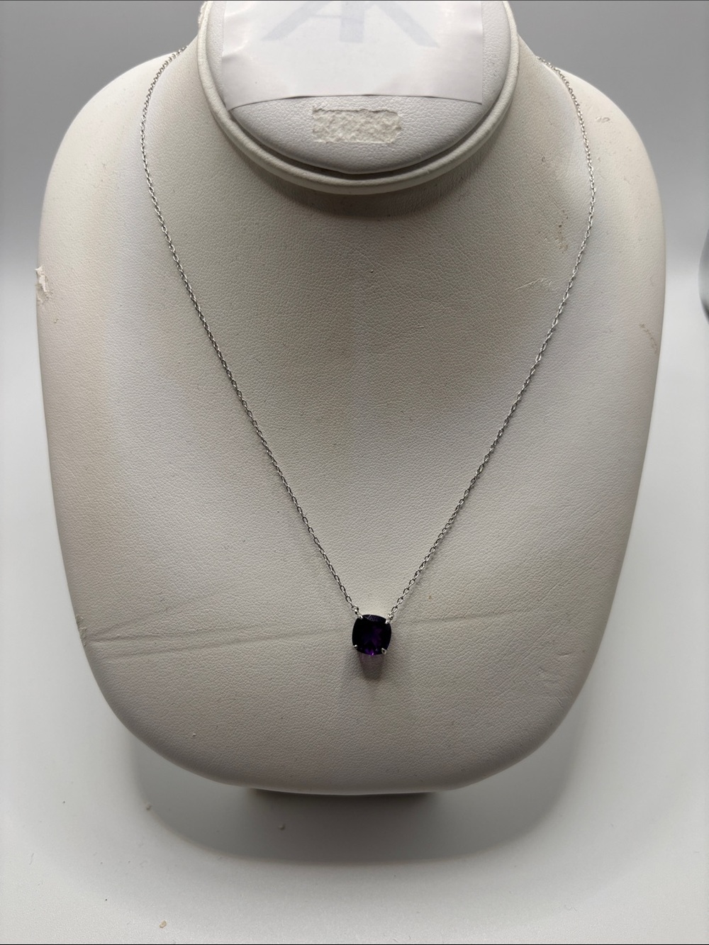 Neiman Marcus NM 925 Sterling Silver Amethyst Cushion Pendant Necklace 18”